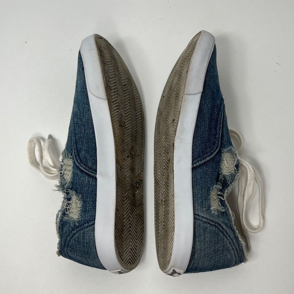 Sam Edelman CALLA Distressed Denim Sneakers Women Size 8 M Frayed Lace Up - Picture 8 of 12